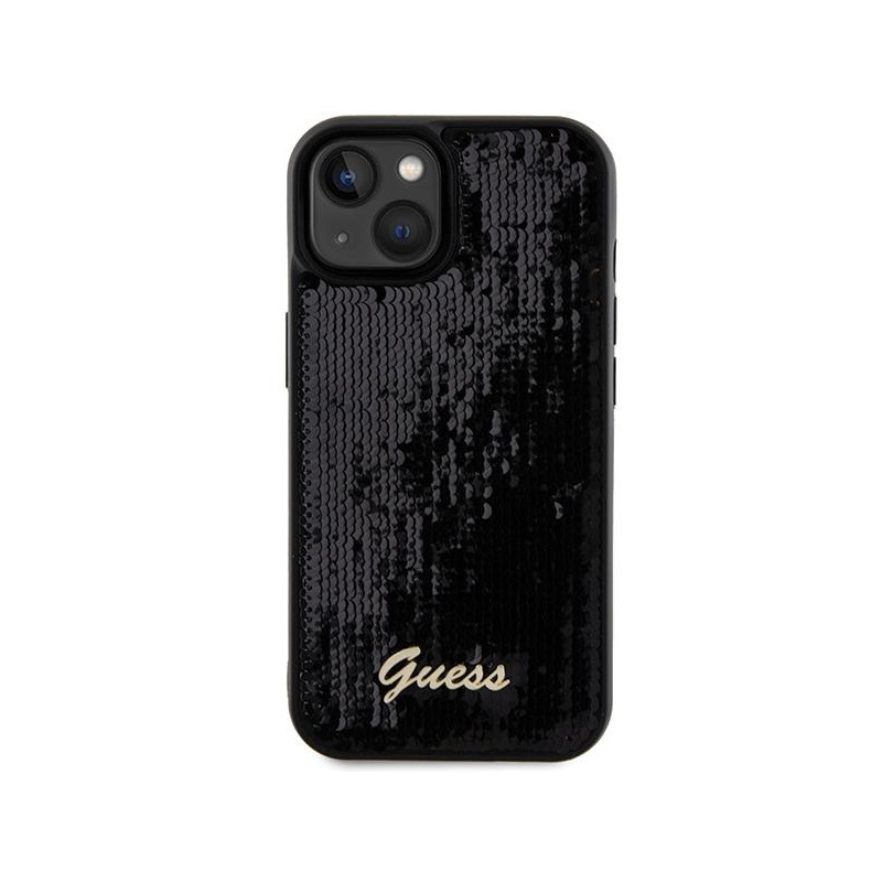 Etui Guess Sequin Script Metal na iPhone 14 / 15 / 13 - czarne