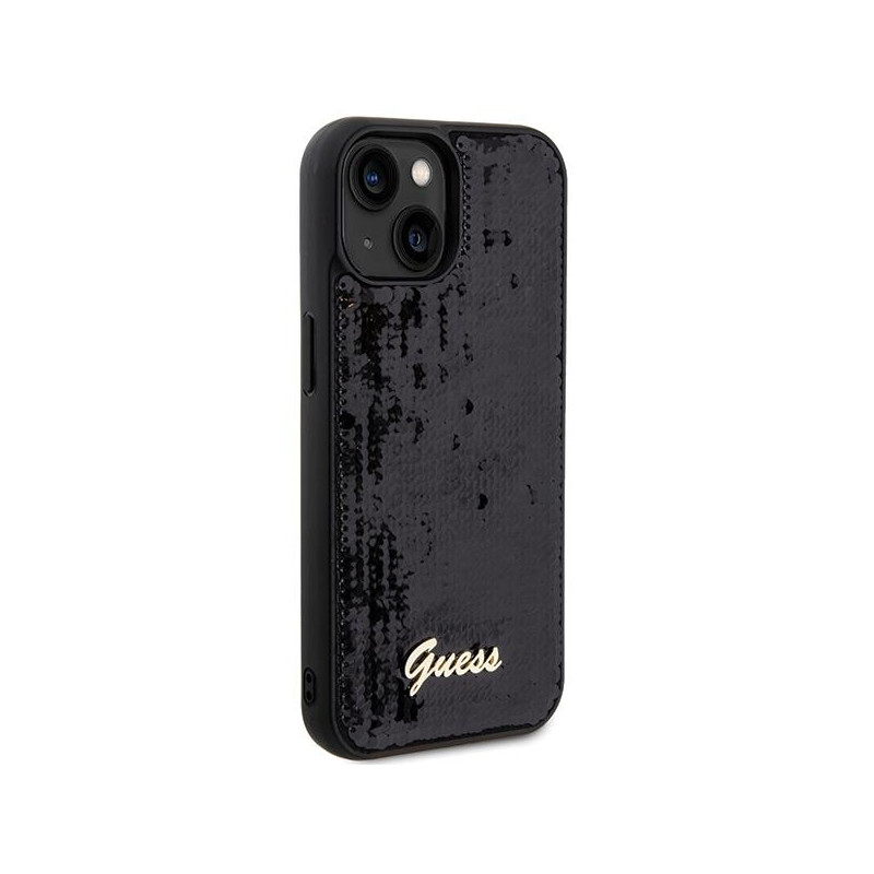 Etui Guess Sequin Script Metal na iPhone 14 / 15 / 13 - czarne