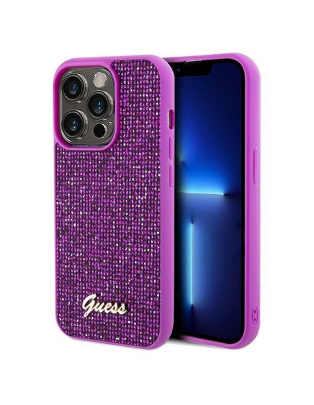 Etui Guess Disco Metal Script na iPhone 14 Pro Max - fuksjowe Etui Guess Disco Metal Script na iPhone 14 Pro Max - fuksjowe