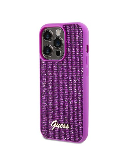 Etui Guess Disco Metal Script na iPhone 14 Pro Max - fuksjowe Etui Guess Disco Metal Script na iPhone 14 Pro Max - fuksjowe