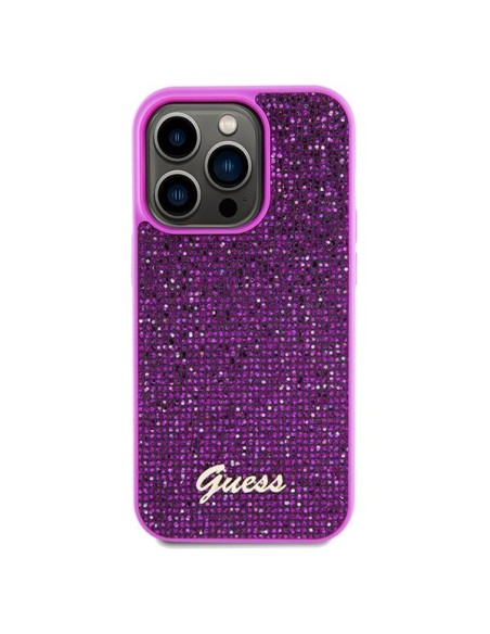 Etui Guess Disco Metal Script na iPhone 14 Pro Max - fuksjowe Etui Guess Disco Metal Script na iPhone 14 Pro Max - fuksjowe