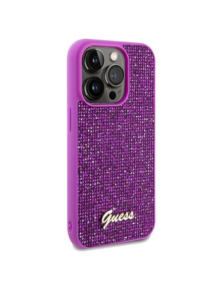 Etui Guess Disco Metal Script na iPhone 14 Pro Max - fuksjowe Etui Guess Disco Metal Script na iPhone 14 Pro Max - fuksjowe