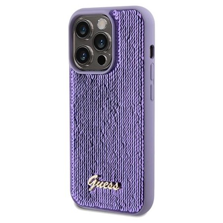 Etui Guess Sequin Script Metal na iPhone 14 Pro Max - fioletowe Etui Guess Sequin Script Metal na iPhone 14 Pro Max - fioletowe