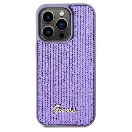 Etui Guess Sequin Script Metal na iPhone 14 Pro Max - fioletowe Etui Guess Sequin Script Metal na iPhone 14 Pro Max - fioletowe