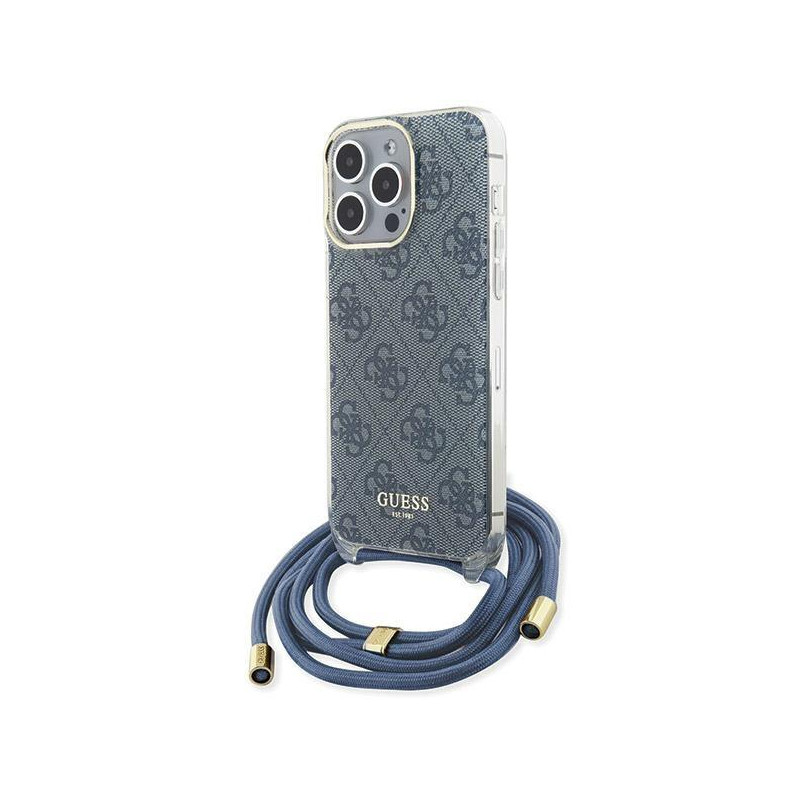 Etui Guess Crossbody Cord 4G Print na iPhone 15 Pro - niebieskie Etui Guess Crossbody Cord 4G Print na iPhone 15 Pro - niebieskie