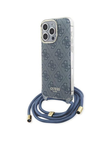 Etui Guess Crossbody Cord 4G Print na iPhone 15 Pro - niebieskie Etui Guess Crossbody Cord 4G Print na iPhone 15 Pro - niebieskie