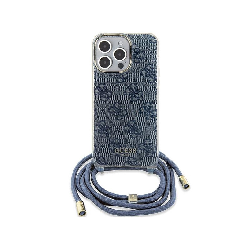 Etui Guess Crossbody Cord 4G Print na iPhone 15 Pro - niebieskie