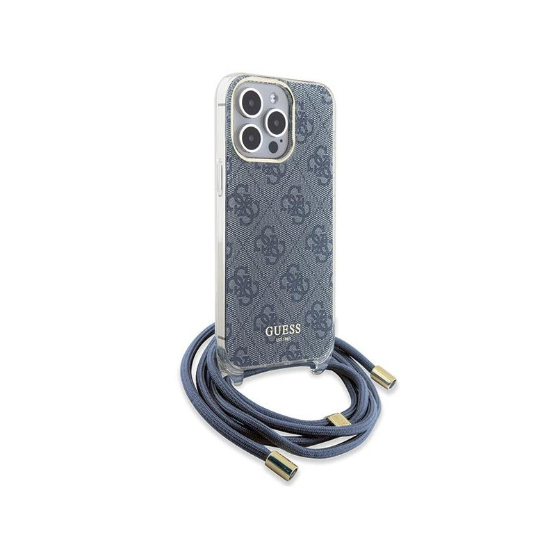 Etui Guess Crossbody Cord 4G Print na iPhone 15 Pro - niebieskie