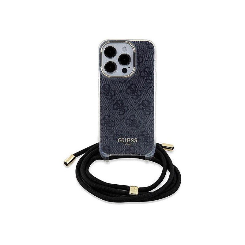 Etui Guess Crossbody Cord 4G Print na iPhone 15 Pro - czarne