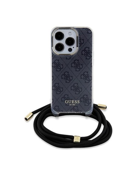 Etui Guess Crossbody Cord 4G Print na iPhone 15 Pro - czarne Etui Guess Crossbody Cord 4G Print na iPhone 15 Pro - czarne
