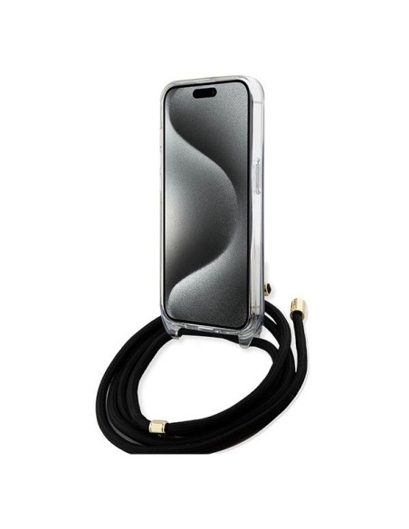 Etui Guess Crossbody Cord 4G Print na iPhone 15 Pro - czarne Etui Guess Crossbody Cord 4G Print na iPhone 15 Pro - czarne