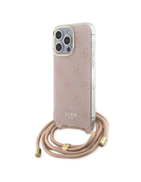 Etui Guess Crossbody Cord 4G Print na iPhone 15 Pro - różowe Etui Guess Crossbody Cord 4G Print na iPhone 15 Pro - różowe