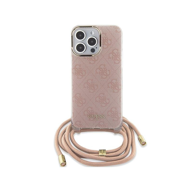 Etui Guess Crossbody Cord 4G Print na iPhone 15 Pro - różowe