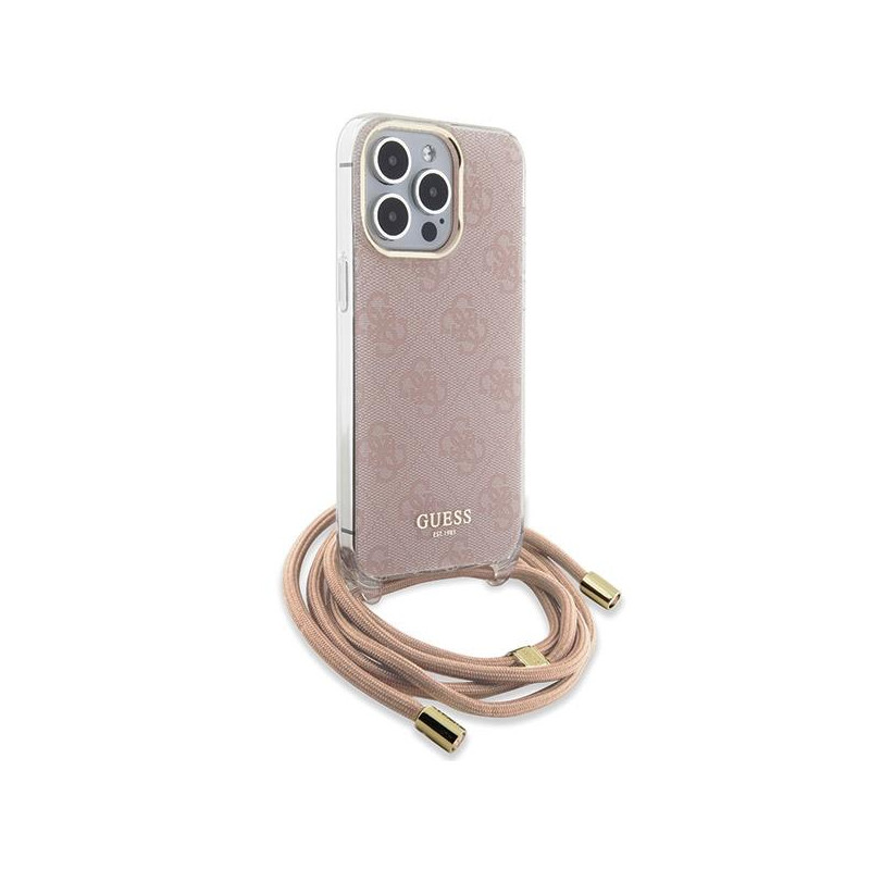 Etui Guess Crossbody Cord 4G Print na iPhone 15 Pro - różowe
