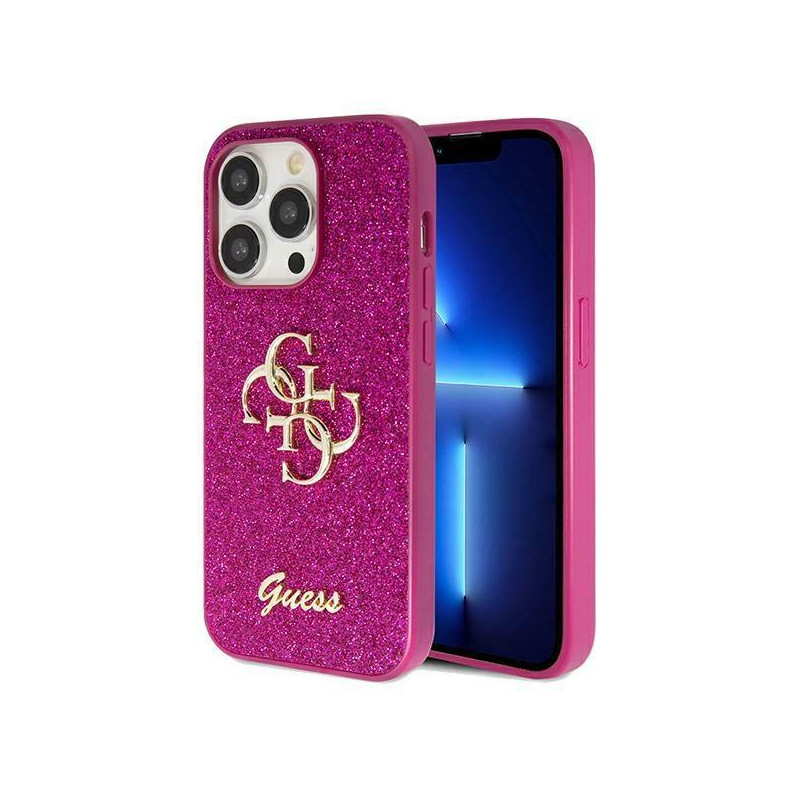 Etui Guess Glitter Script Big 4G na iPhone 15 Pro - fioletowe Etui Guess Glitter Script Big 4G na iPhone 15 Pro - fioletowe