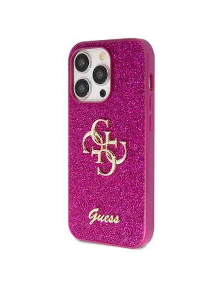 Etui Guess Glitter Script Big 4G na iPhone 15 Pro - fioletowe Etui Guess Glitter Script Big 4G na iPhone 15 Pro - fioletowe