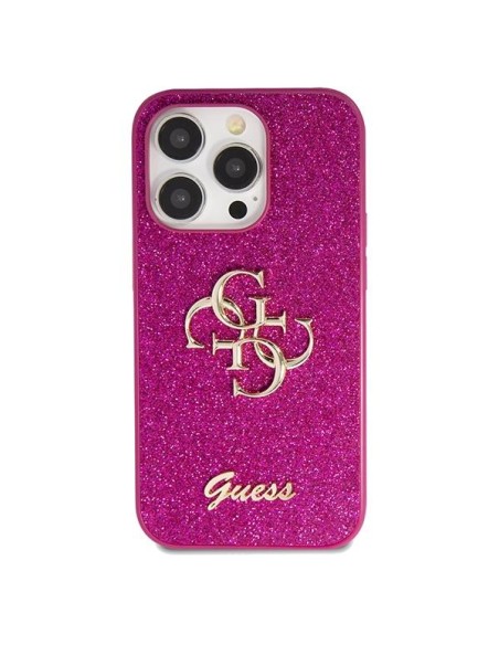 Etui Guess Glitter Script Big 4G na iPhone 15 Pro - fioletowe Etui Guess Glitter Script Big 4G na iPhone 15 Pro - fioletowe