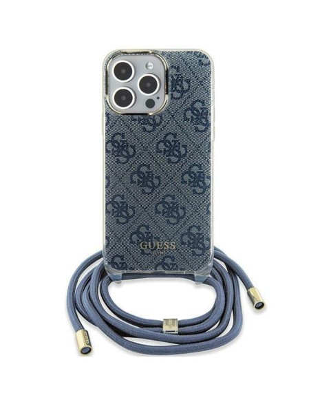 Etui Guess Crossbody Cord 4G Print na iPhone 15 / 14 / 13 - niebieskie Etui Guess Crossbody Cord 4G Print na iPhone 15 / 14 / 13 - niebieskie