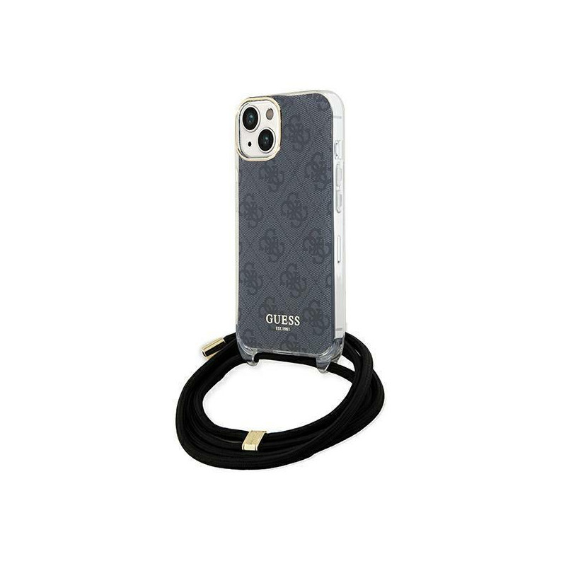 Etui Guess Crossbody Cord 4G Print na iPhone 15 / 14 / 13 - czarne