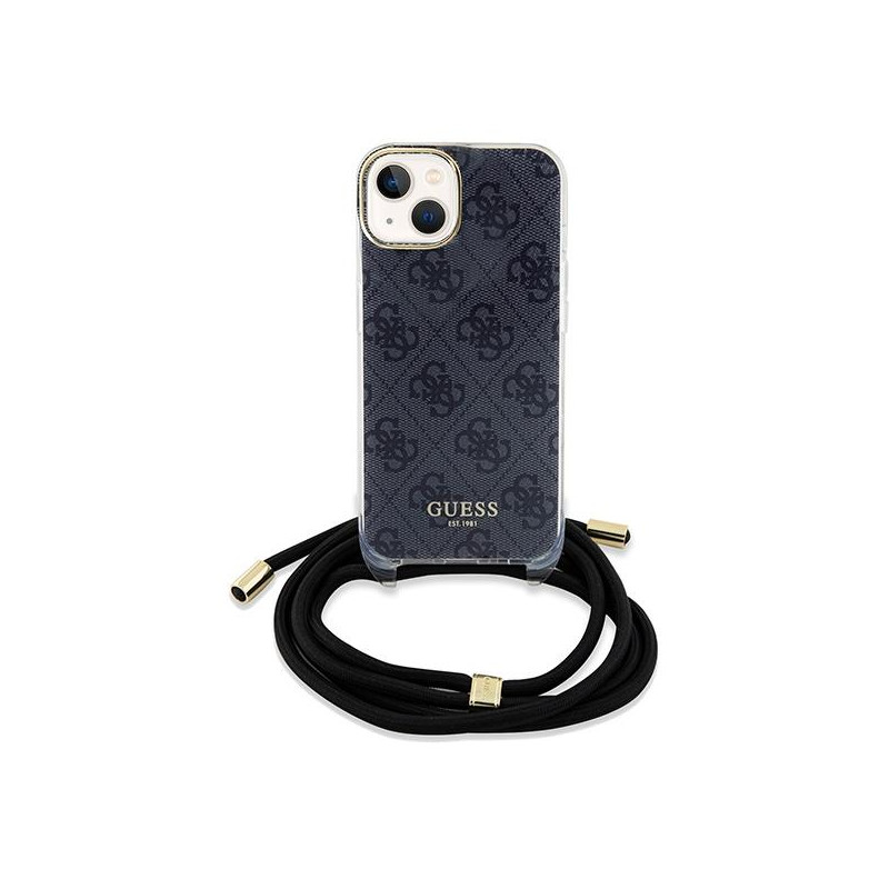Etui Guess Crossbody Cord 4G Print na iPhone 15 / 14 / 13 - czarne