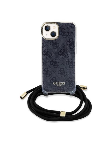 Etui Guess Crossbody Cord 4G Print na iPhone 15 / 14 / 13 - czarne Etui Guess Crossbody Cord 4G Print na iPhone 15 / 14 / 13 - czarne