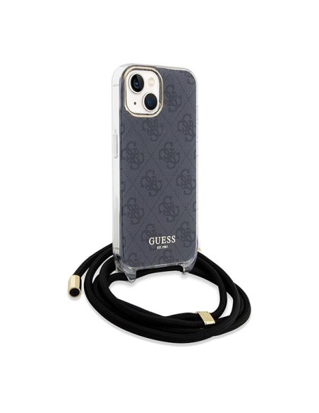 Etui Guess Crossbody Cord 4G Print na iPhone 15 / 14 / 13 - czarne Etui Guess Crossbody Cord 4G Print na iPhone 15 / 14 / 13 - czarne
