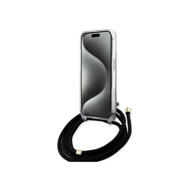 Etui Guess Crossbody Cord 4G Print na iPhone 15 / 14 / 13 - czarne