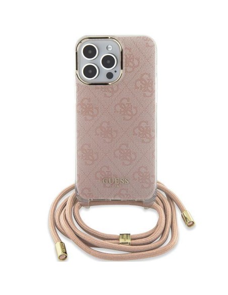 Etui Guess Crossbody Cord 4G Print na iPhone 15 / 14 / 13 - różowe Etui Guess Crossbody Cord 4G Print na iPhone 15 / 14 / 13 - różowe