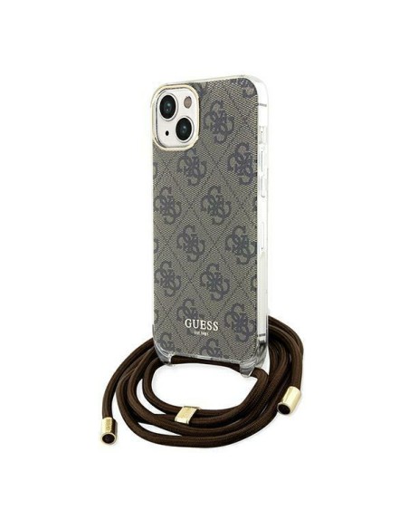 Etui Guess Crossbody Cord 4G Print na iPhone 15 / 14 / 13 - brązowe Etui Guess Crossbody Cord 4G Print na iPhone 15 / 14 / 13 - brązowe