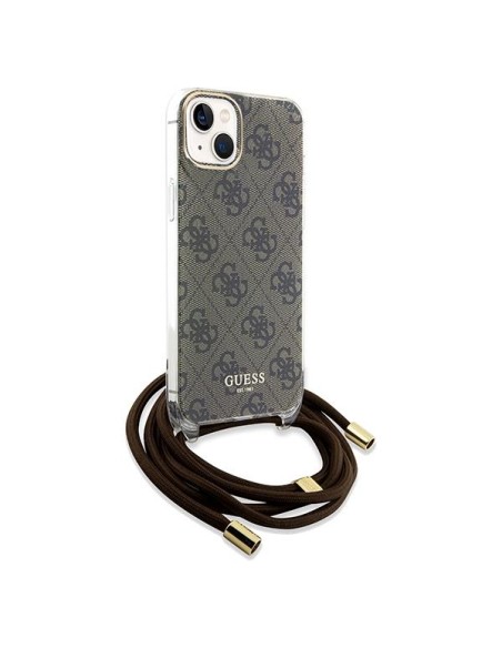 Etui Guess Crossbody Cord 4G Print na iPhone 15 / 14 / 13 - brązowe Etui Guess Crossbody Cord 4G Print na iPhone 15 / 14 / 13 - brązowe