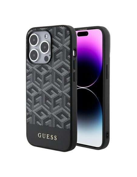 Etui Guess GCube Stripes MagSafe na iPhone 15 Pro - czarne Etui Guess GCube Stripes MagSafe na iPhone 15 Pro - czarne