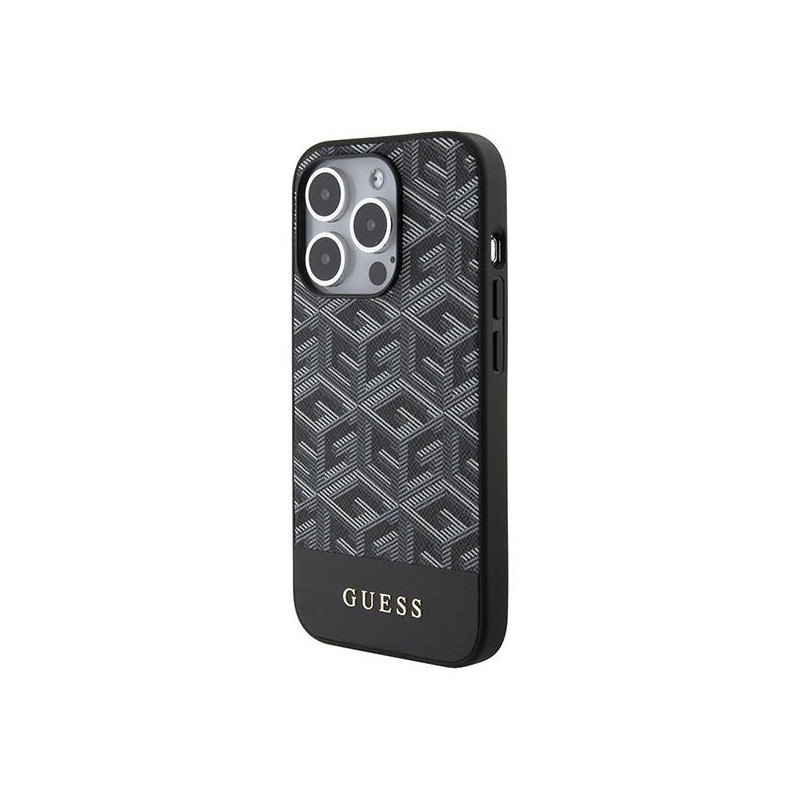 Etui Guess GCube Stripes MagSafe na iPhone 15 Pro - czarne