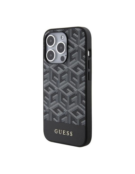 Etui Guess GCube Stripes MagSafe na iPhone 15 Pro - czarne Etui Guess GCube Stripes MagSafe na iPhone 15 Pro - czarne