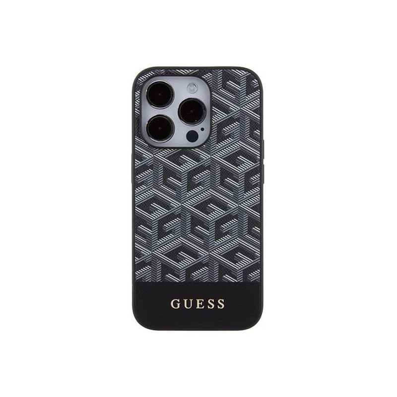 Etui Guess GCube Stripes MagSafe na iPhone 15 Pro - czarne