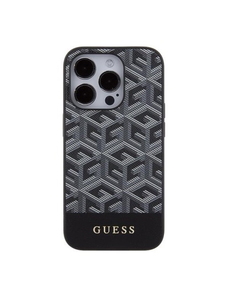 Etui Guess GCube Stripes MagSafe na iPhone 15 Pro - czarne Etui Guess GCube Stripes MagSafe na iPhone 15 Pro - czarne
