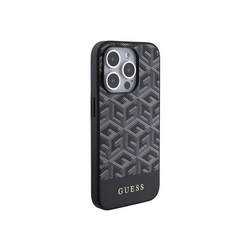 Etui Guess GCube Stripes MagSafe na iPhone 15 Pro - czarne