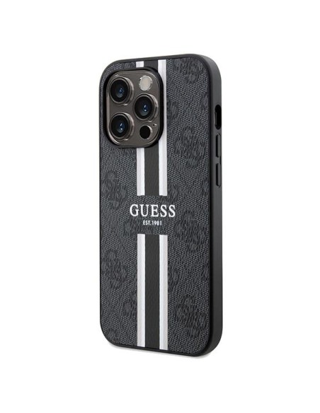 Etui Guess 4G Printed Stripes MagSafe na iPhone 15 Pro - czarne