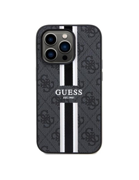 Etui Guess 4G Printed Stripes MagSafe na iPhone 15 Pro - czarne