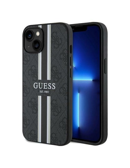 Etui Guess 4G Printed Stripes MagSafe na iPhone 15 / 14 / 13 - czarne Etui Guess 4G Printed Stripes MagSafe na iPhone 15 / 14 / 13 - czarne