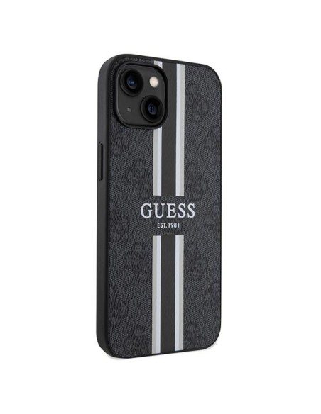 Etui Guess 4G Printed Stripes MagSafe na iPhone 15 / 14 / 13 - czarne Etui Guess 4G Printed Stripes MagSafe na iPhone 15 / 14 / 13 - czarne