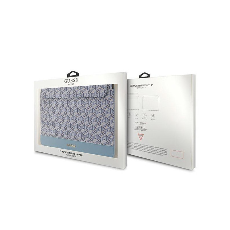 Etui Guess GCube Stripes na laptopa 14'' - niebieskie
