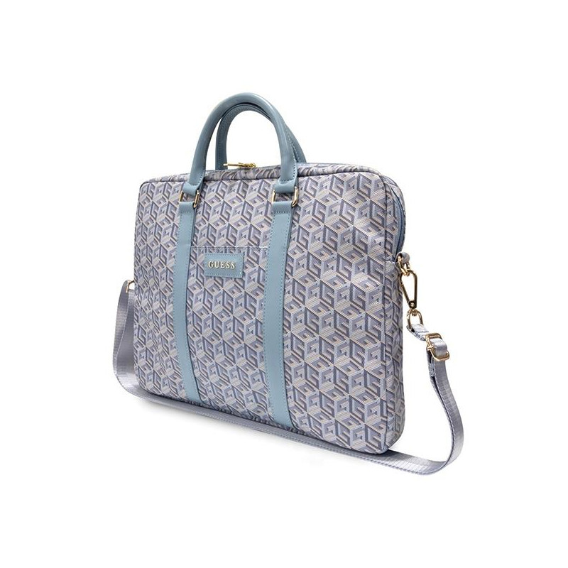Torba Guess GCube Stripes na laptopa 16'' - niebieska