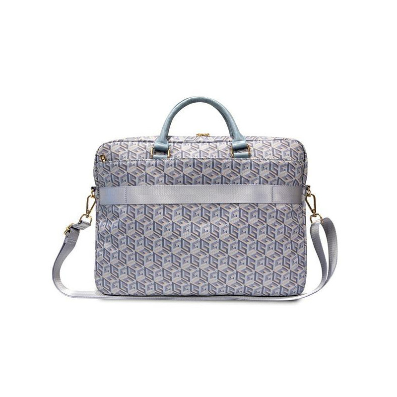 Torba Guess GCube Stripes na laptopa 16'' - niebieska