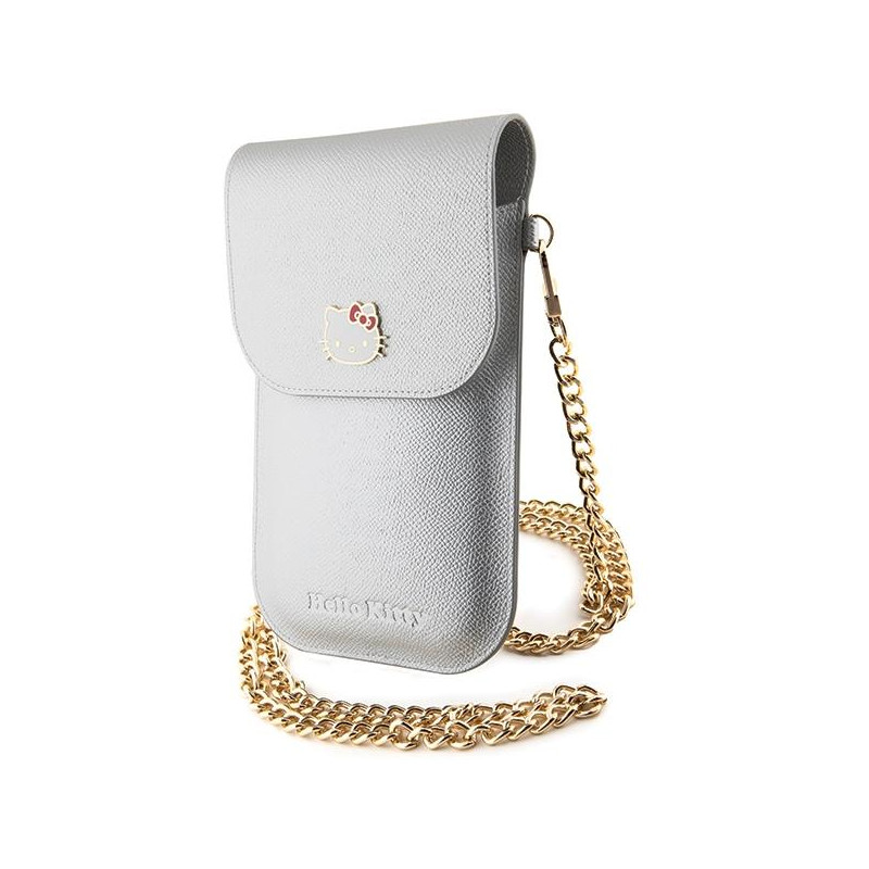 Torebka Hello Kitty Leather Metal Logo Chain - srebrna
