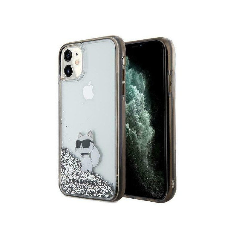 Etui Karl Lagerfeld Liquid Glitter Choupette na iPhone 11 / Xr - przezroczyste