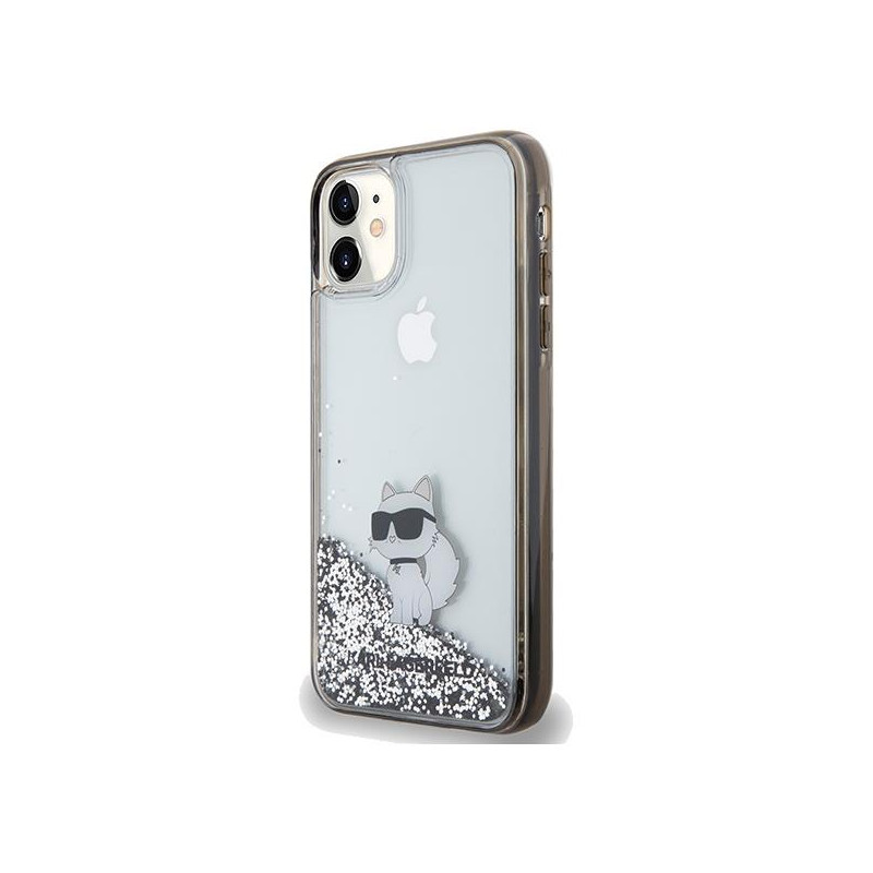 Etui Karl Lagerfeld Liquid Glitter Choupette na iPhone 11 / Xr - przezroczyste