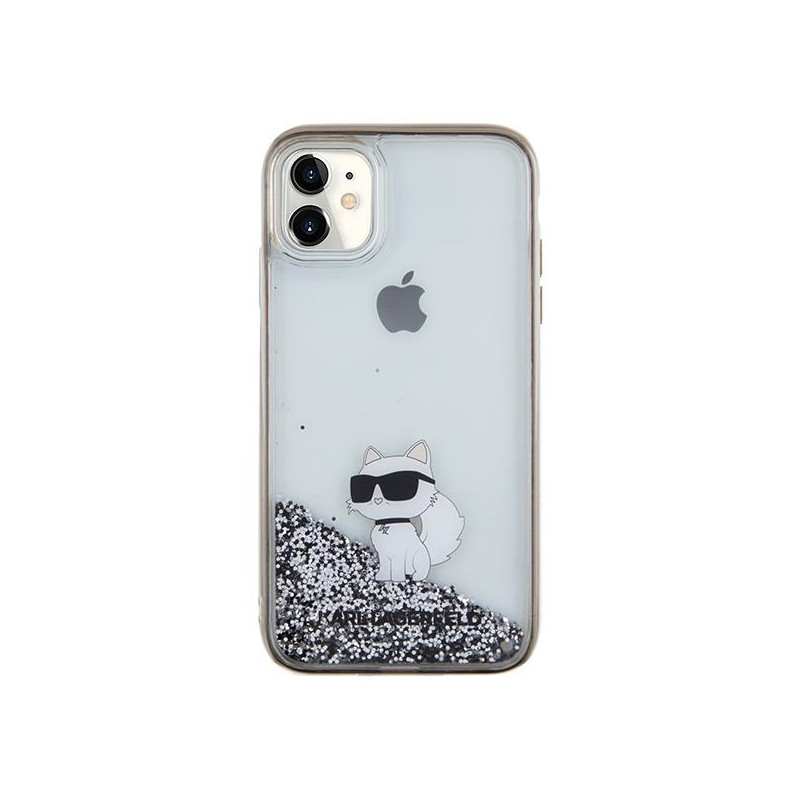 Etui Karl Lagerfeld Liquid Glitter Choupette na iPhone 11 / Xr - przezroczyste