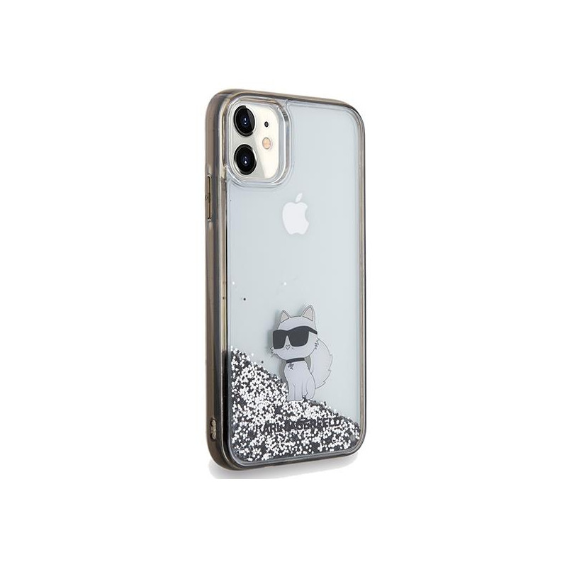 Etui Karl Lagerfeld Liquid Glitter Choupette na iPhone 11 / Xr - przezroczyste