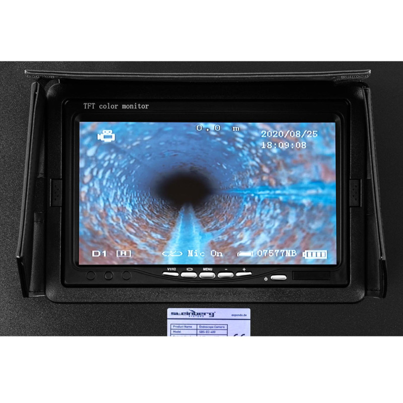 Endoskopinė tikrinimo kamera LCD TFT 7'' sk. vamzdžiai 40-80 mm, ilgis 40 m