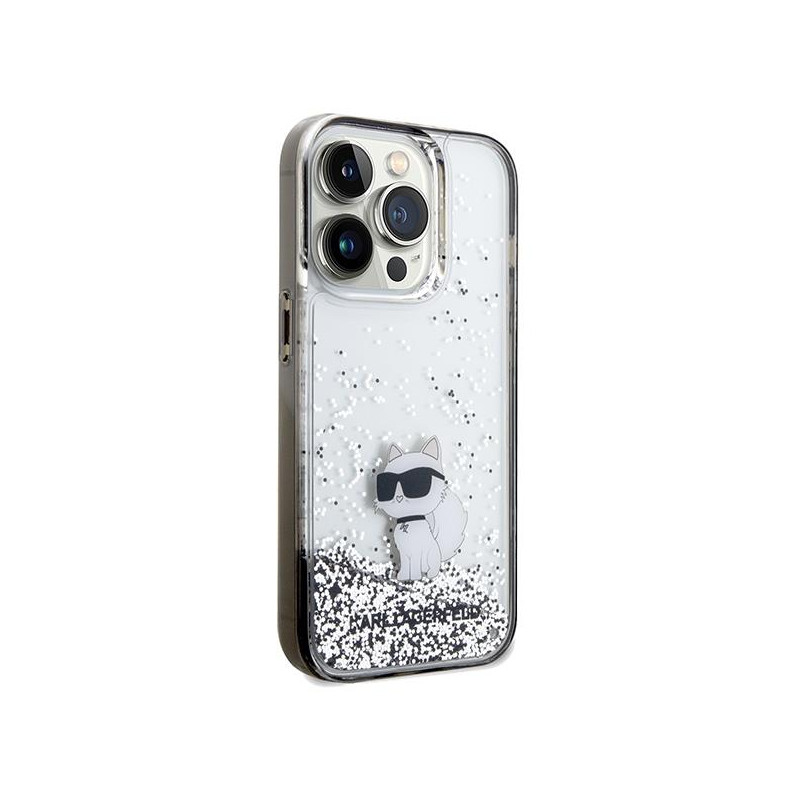 Etui Karl Lagerfeld Liquid Glitter Choupette na iPhone 14 Pro Max - przezroczyste
